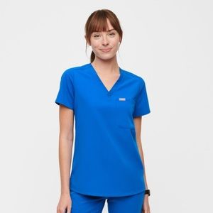 Figs Catarina One Pocket Scrub Top in Royal Blue